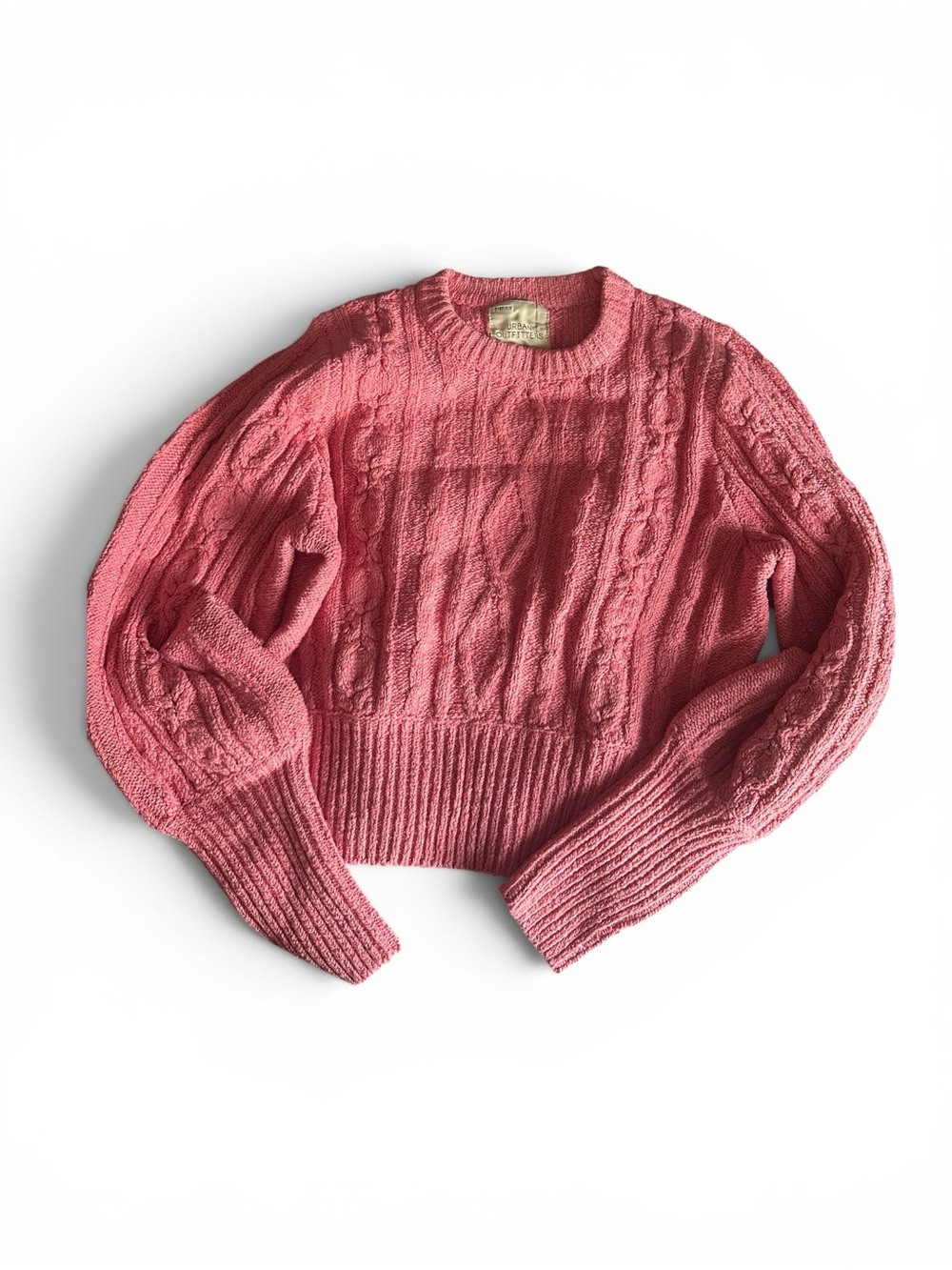 Urban Outfitters Pink Cable Knit Crewneck Sweater US L
